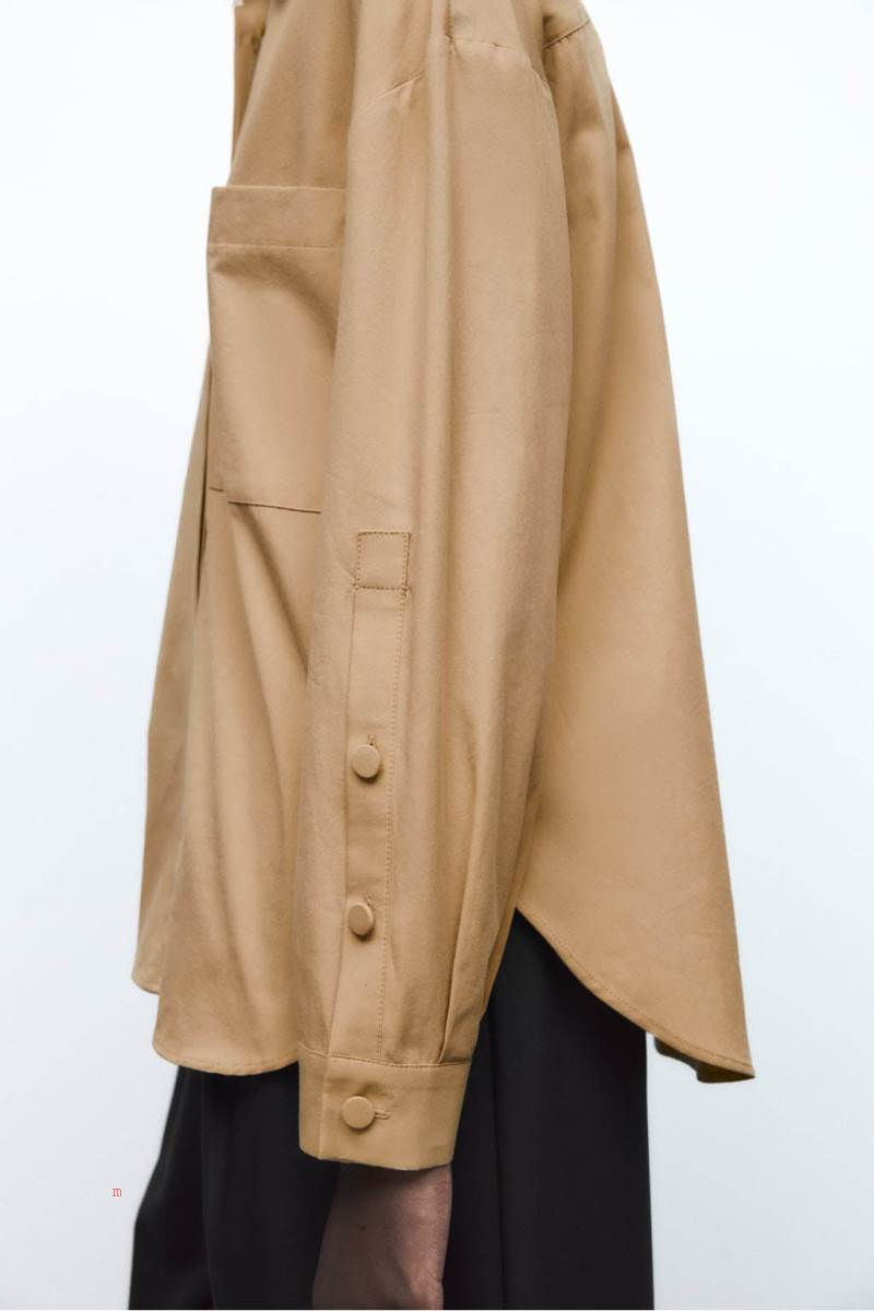 ZARA POPLIN WITH BUTTONED SLEEVES Skjorta Dam Bruna | TNIYE-7052