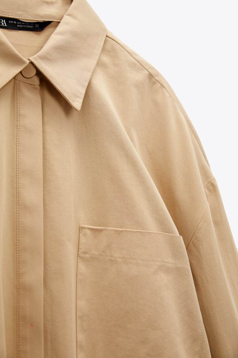 ZARA POPLIN WITH BUTTONED SLEEVES Skjorta Dam Bruna | TNIYE-7052