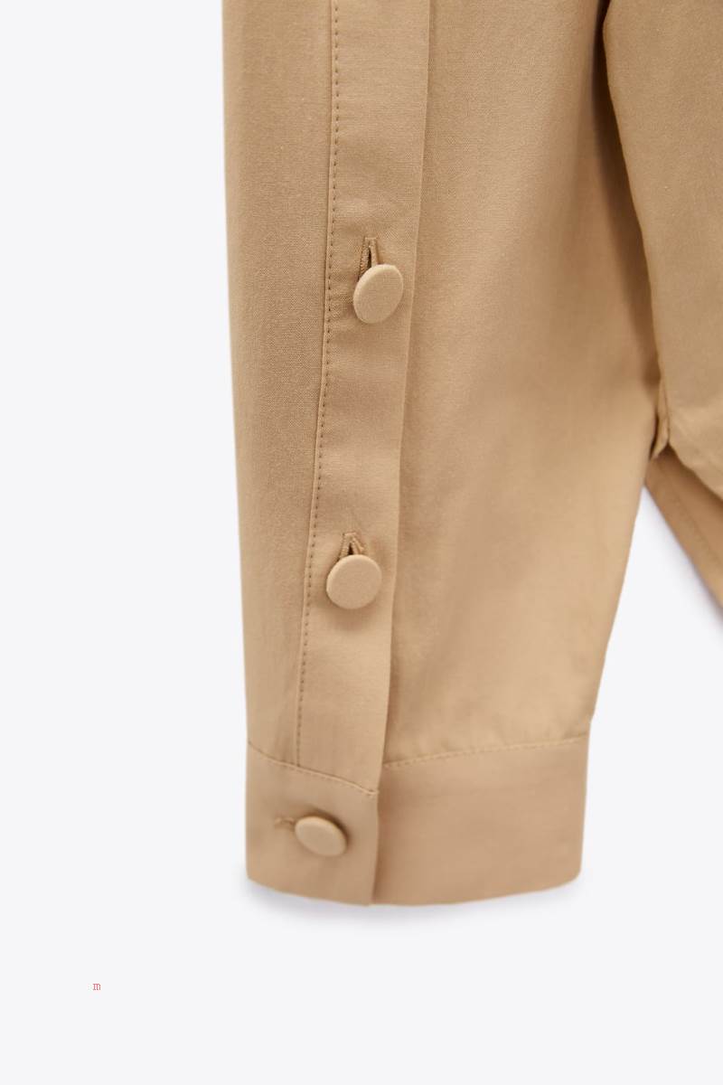 ZARA POPLIN WITH BUTTONED SLEEVES Skjorta Dam Bruna | TNIYE-7052