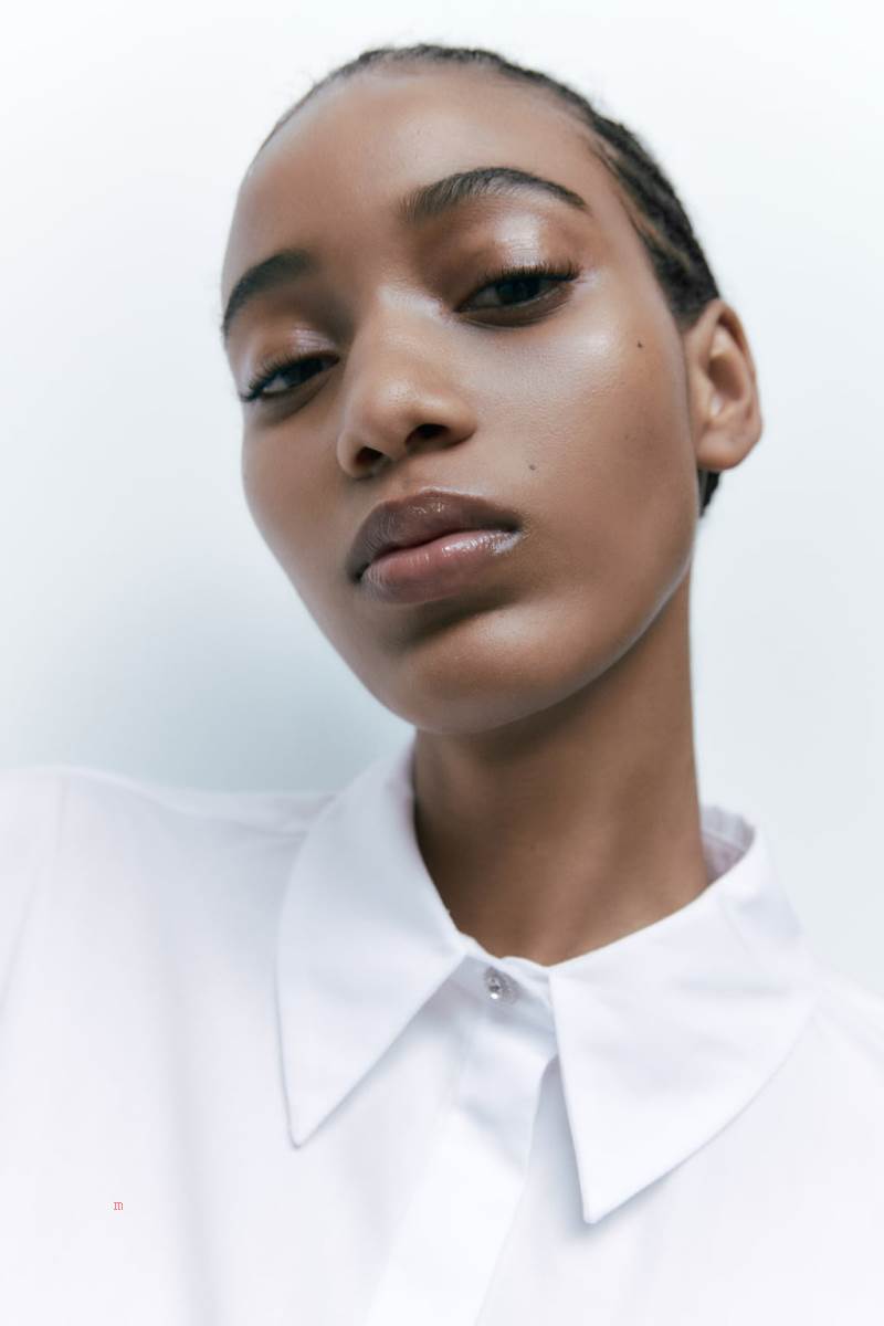 ZARA POPLIN WITH FRENCH CUFFS Skjorta Dam Vita | LEBWM-0632