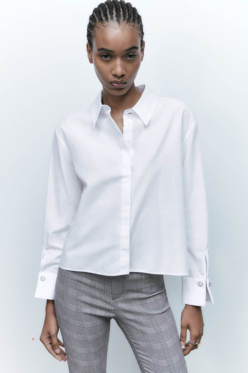 ZARA POPLIN WITH FRENCH CUFFS Skjorta Dam Vita | LEBWM-0632