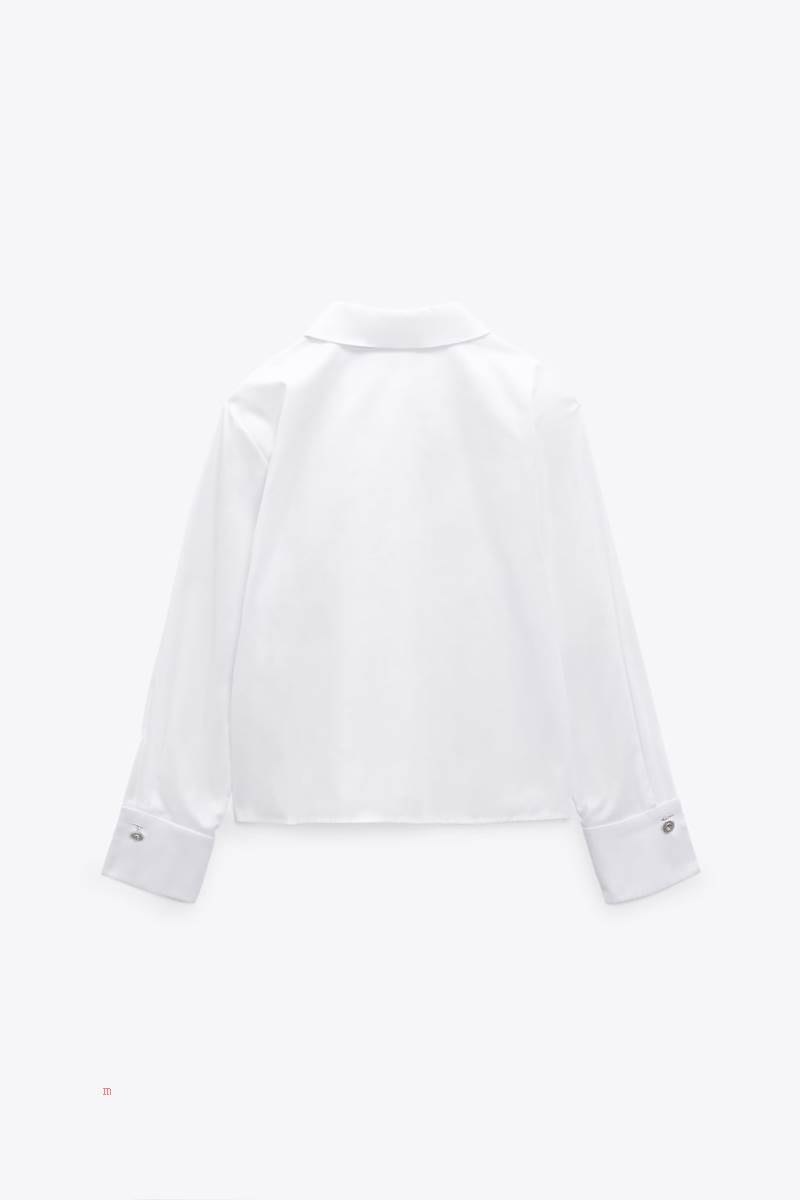 ZARA POPLIN WITH FRENCH CUFFS Skjorta Dam Vita | LEBWM-0632