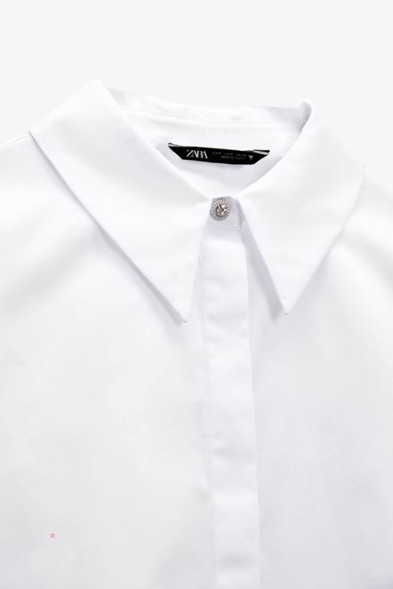 ZARA POPLIN WITH FRENCH CUFFS Skjorta Dam Vita | LEBWM-0632
