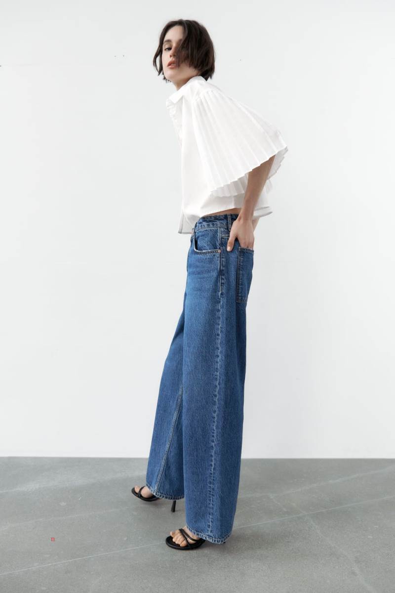 ZARA POPLIN WITH PLEATED SLEEVES Skjorta Dam Vita | TPXEH-3681