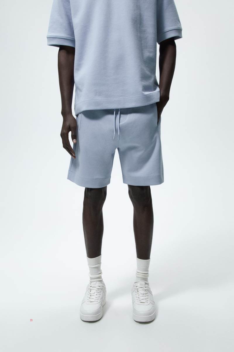 ZARA PREMIUM BERMUDA Mjukisbyxor Herr Blå | INUTF-1623