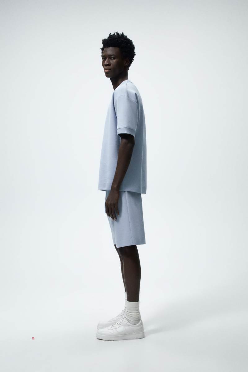 ZARA PREMIUM BERMUDA Mjukisbyxor Herr Blå | INUTF-1623