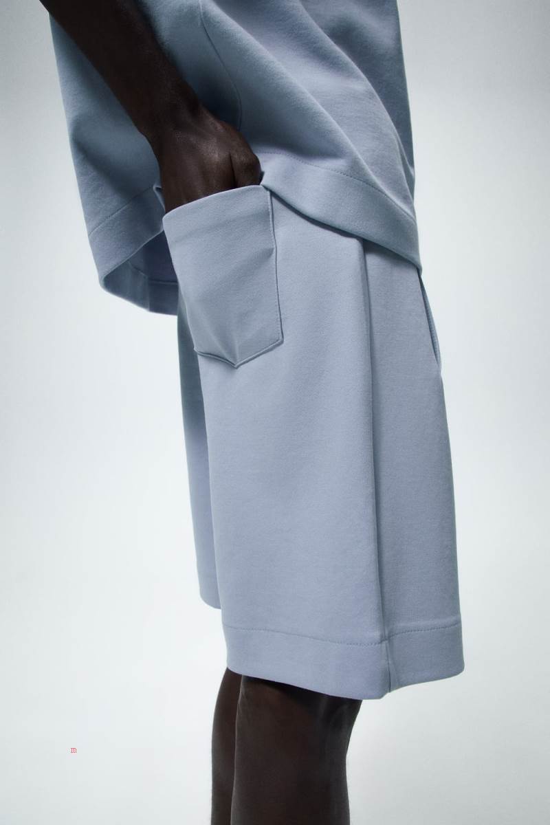 ZARA PREMIUM BERMUDA Mjukisbyxor Herr Blå | INUTF-1623