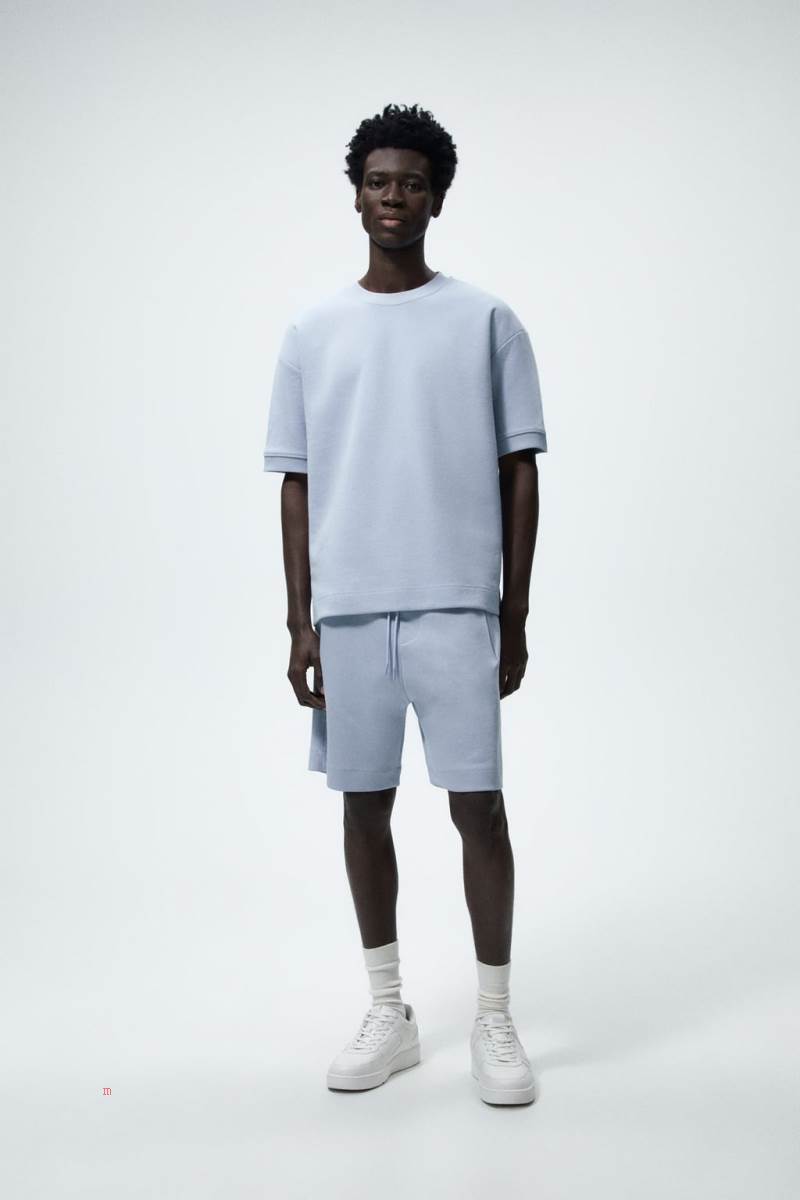 ZARA PREMIUM BERMUDA Mjukisbyxor Herr Blå | INUTF-1623