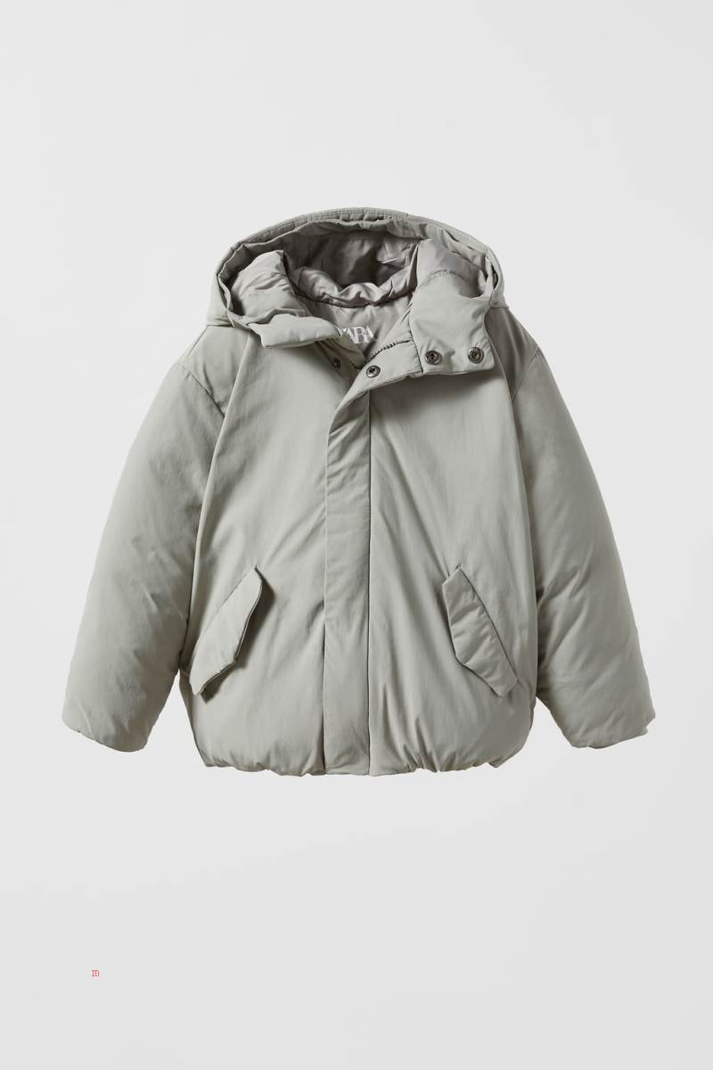 ZARA PREMIUM SHORT FEATHER WITH FAUX FUR Dunjackor Pojke Grå | UKSWE-2196