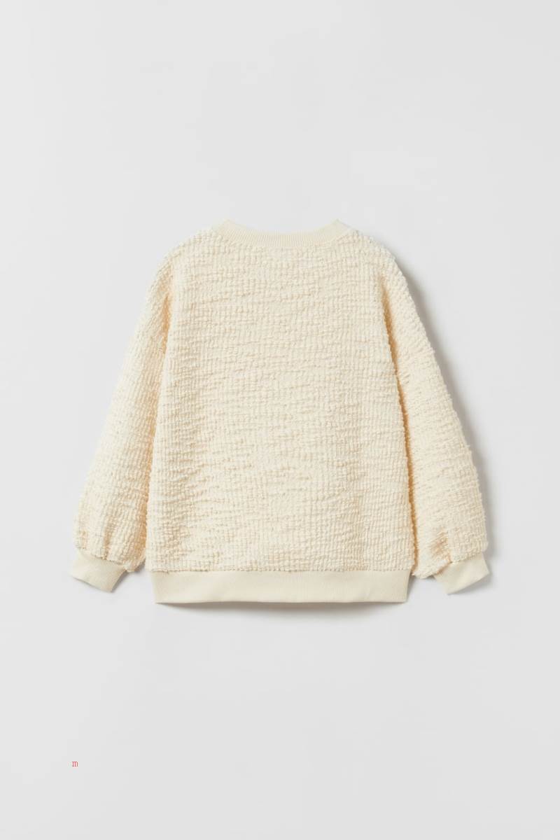 ZARA PREMIUM TEXTURED Sweatshirt Tjej Vita | JBIHL-4715