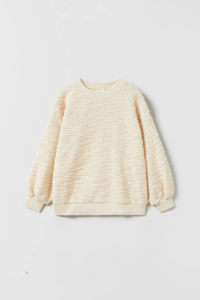 ZARA PREMIUM TEXTURED Sweatshirt Tjej Vita | JBIHL-4715