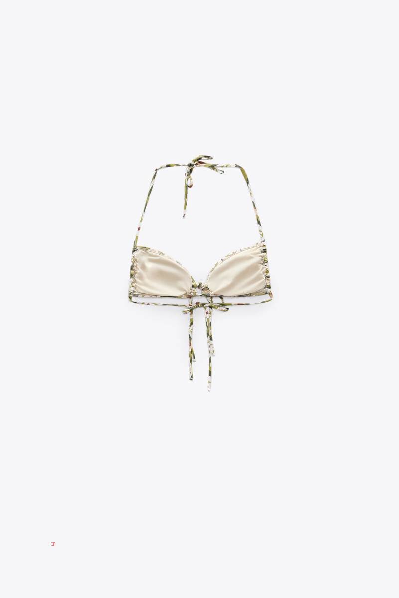 ZARA PRINTED BIKINI TOP Badkläder Dam Gröna | KGZWI-7408