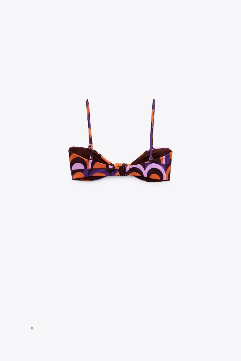 ZARA PRINTED BIKINI TOP Badkläder Dam Olika Färger Röda | PUGMK-2580