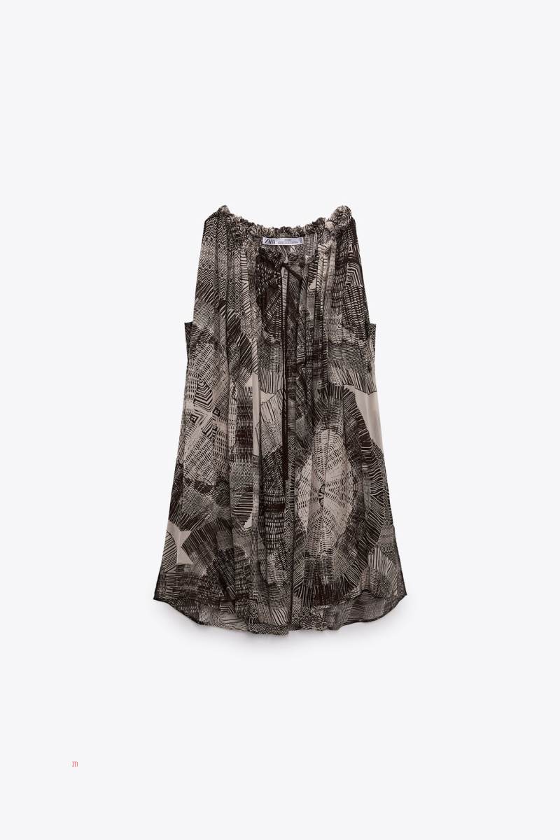 ZARA PRINTED Blusar Dam Svarta Vita | ETGXV-5072