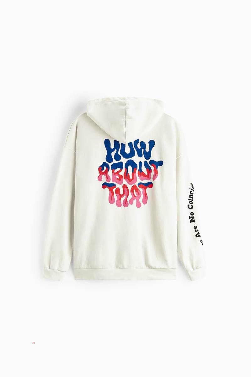 ZARA PRINTED Hoodie Herr Vita | XUEDN-5968