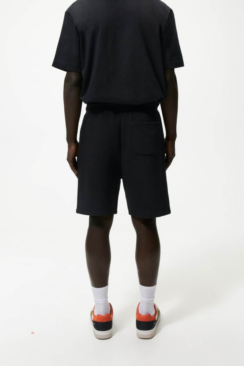 ZARA PRINTED JOGGER BERMUDA Shorts Herr Svarta | YKXRJ-1846