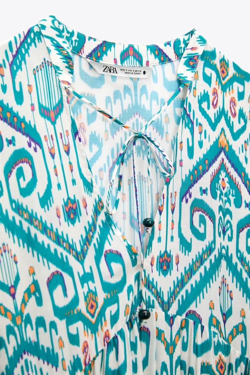 ZARA PRINTED Klänning Dam Gröna | ZVJEB-8562