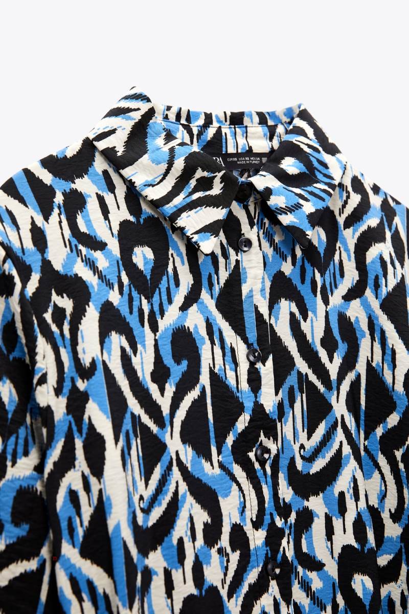 ZARA PRINTED Klänning Dam Svarta Blå | JTSVH-6923