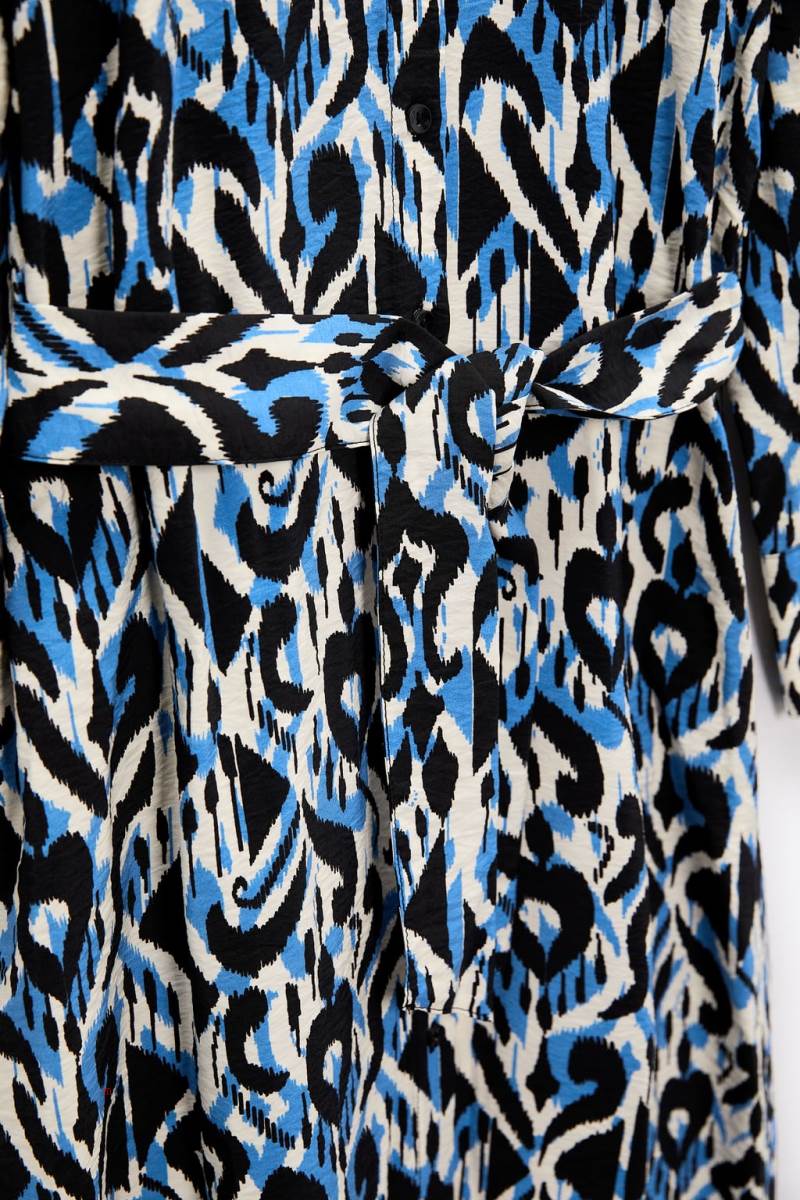 ZARA PRINTED Klänning Dam Svarta Blå | JTSVH-6923