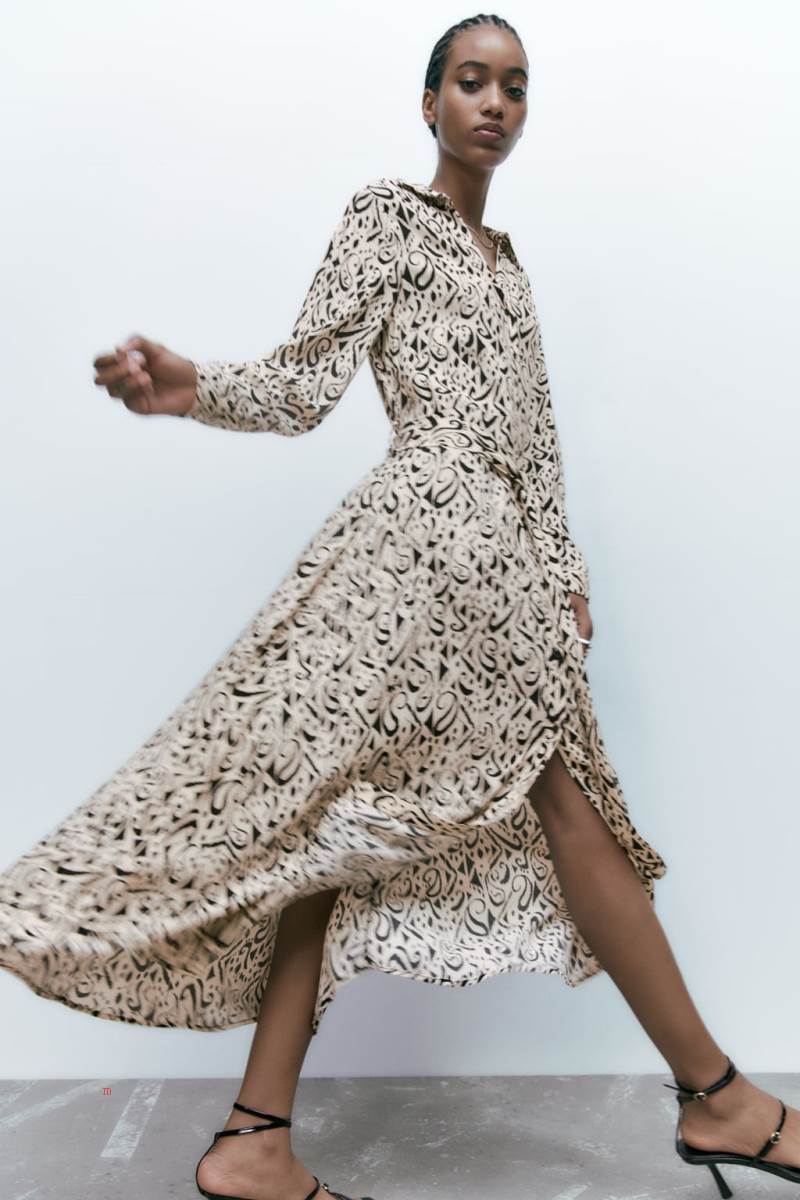 ZARA PRINTED Klänning Dam Svarta Vita | LAQPC-2061