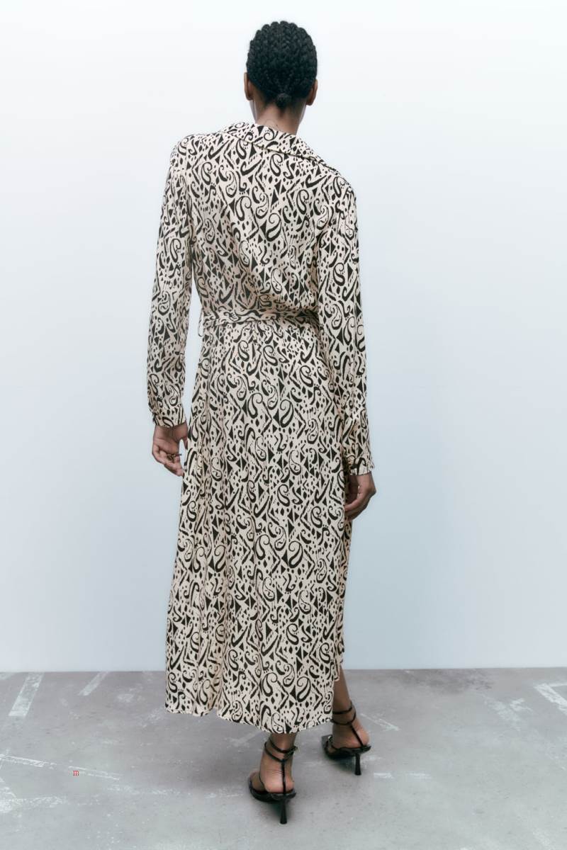 ZARA PRINTED Klänning Dam Svarta Vita | LAQPC-2061