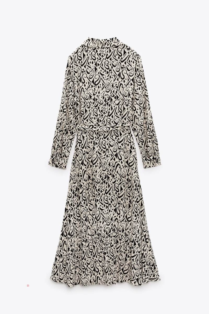 ZARA PRINTED Klänning Dam Svarta Vita | LAQPC-2061