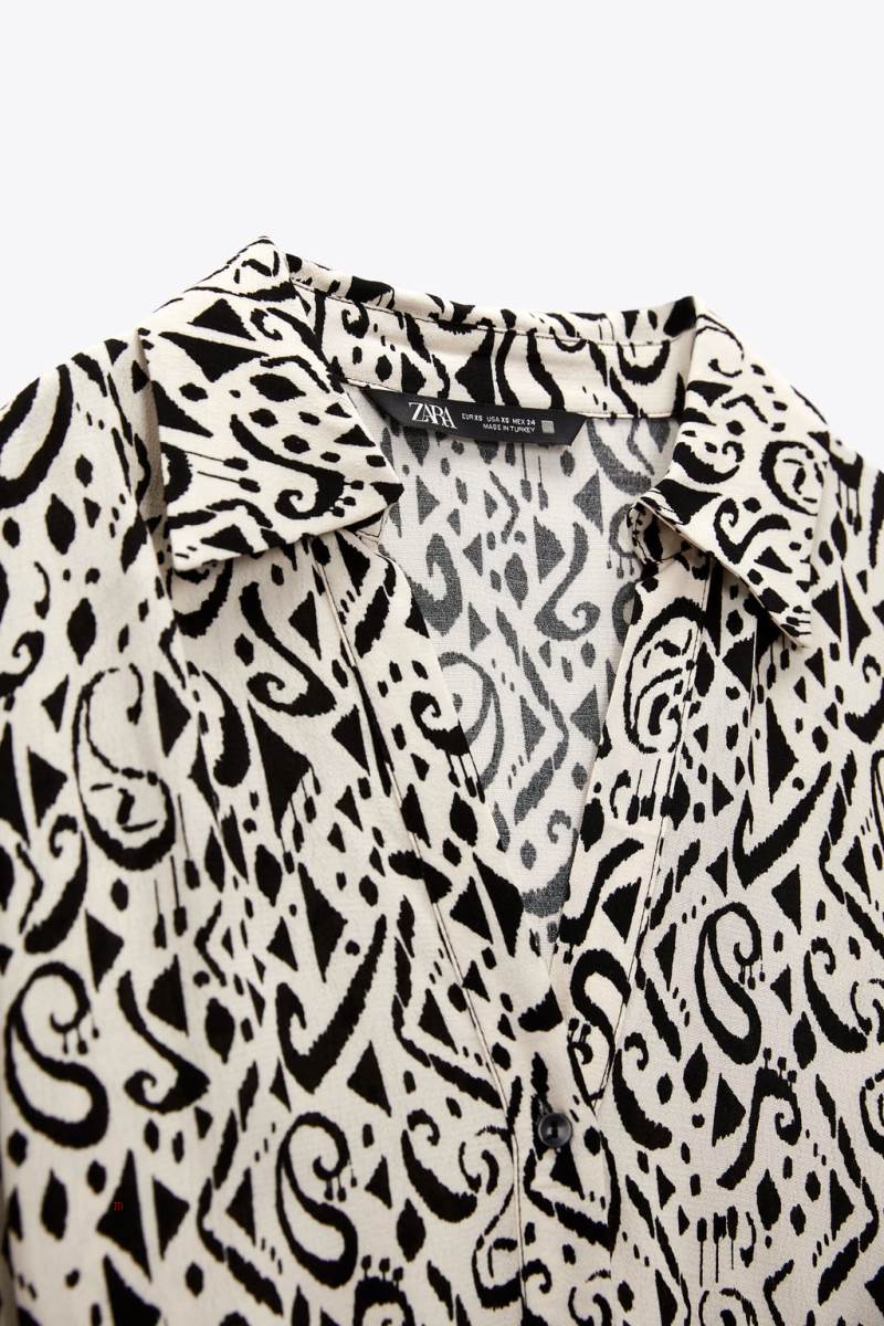 ZARA PRINTED Klänning Dam Svarta Vita | LAQPC-2061