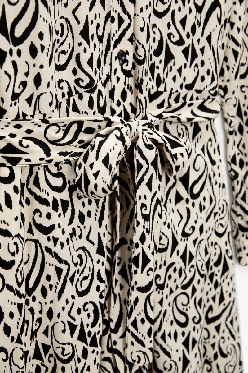 ZARA PRINTED Klänning Dam Svarta Vita | LAQPC-2061