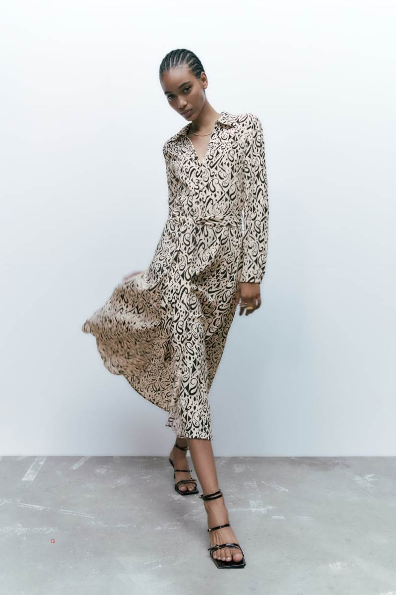 ZARA PRINTED Klänning Dam Svarta Vita | LAQPC-2061