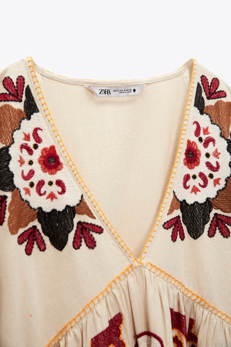 ZARA PRINTED LINEN BLEND SHORT Klänning Dam Grå Vita | FMIAO-8215