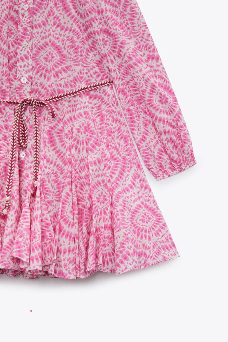 ZARA PRINTED MINI SHORT Klänning Dam Rosa | LYXAU-3104