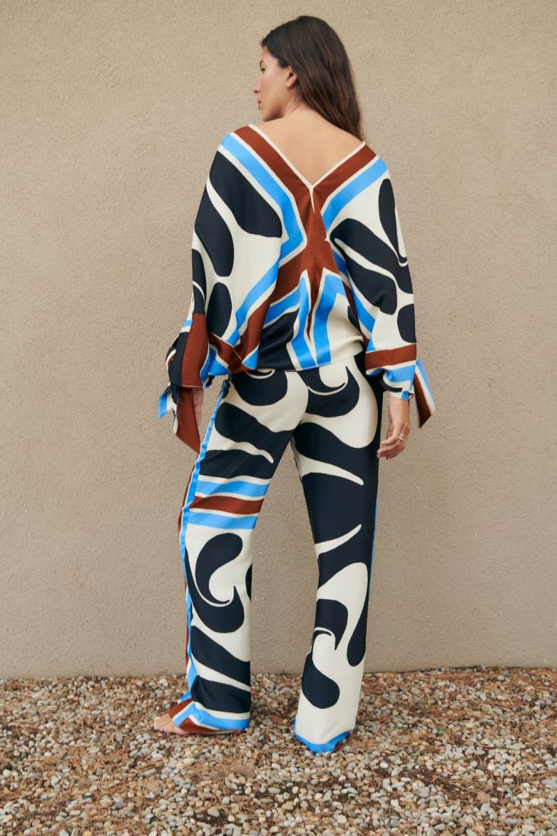 ZARA PRINTED PALAZZO Byxor Dam Grå Vita | XBLQF-4325
