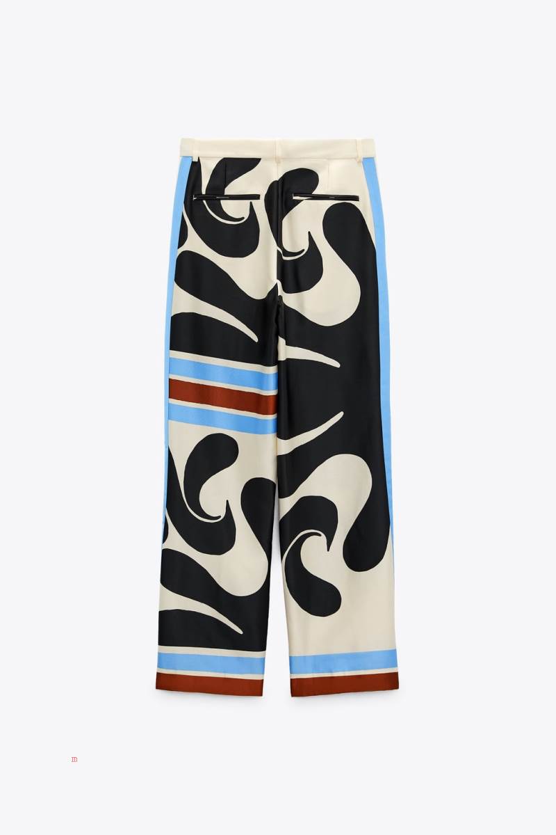 ZARA PRINTED PALAZZO Byxor Dam Grå Vita | XBLQF-4325