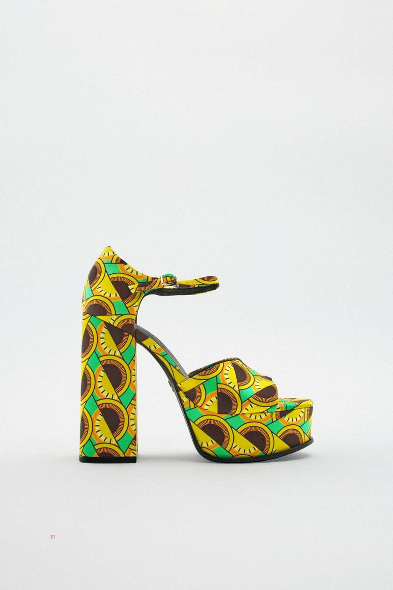 ZARA PRINTED PLATFORM Sandaler Dam Olika Färger Röda | IMSEP-7982
