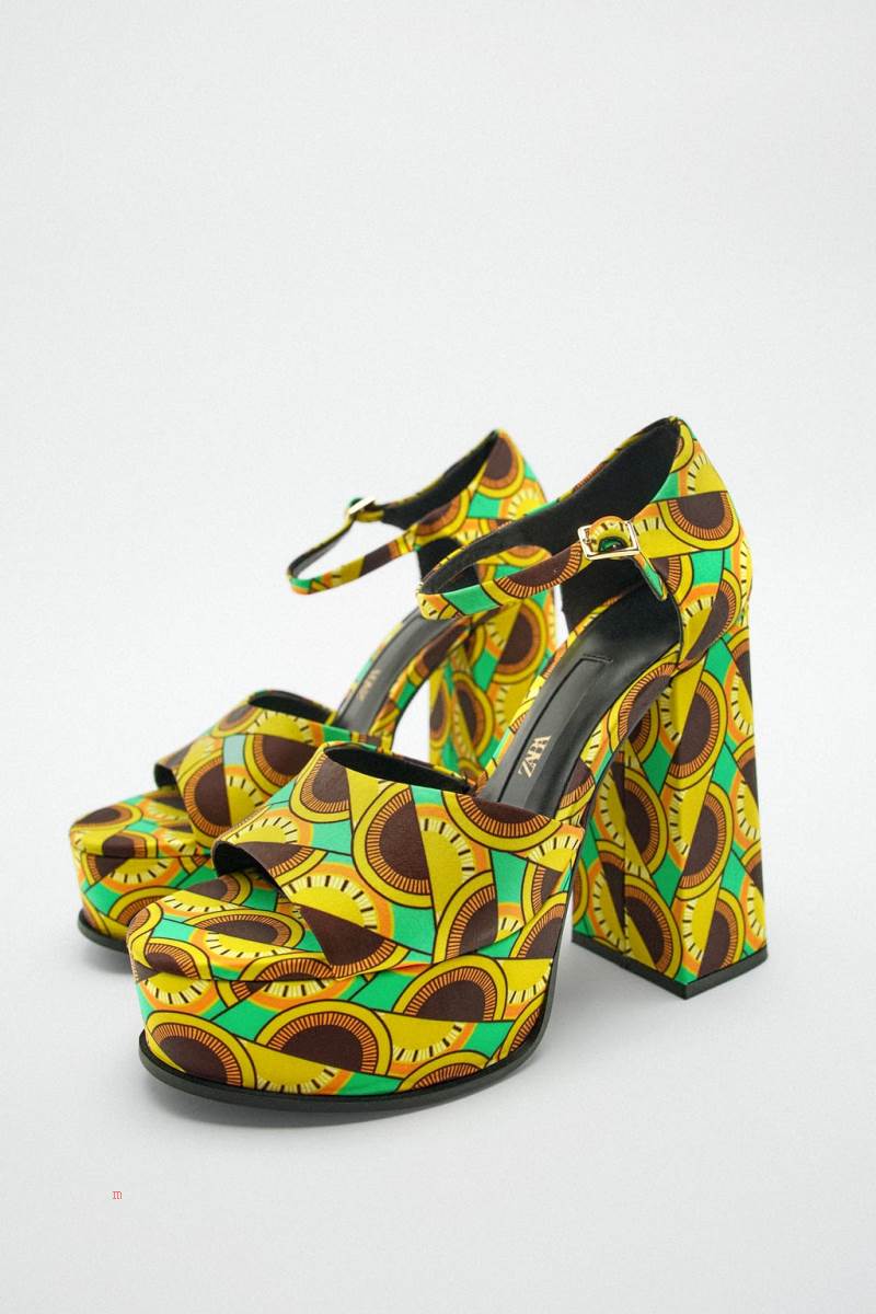 ZARA PRINTED PLATFORM Sandaler Dam Olika Färger Röda | IMSEP-7982