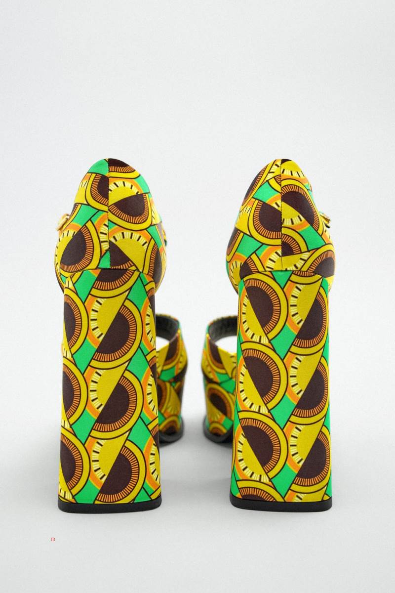 ZARA PRINTED PLATFORM Sandaler Dam Olika Färger Röda | IMSEP-7982