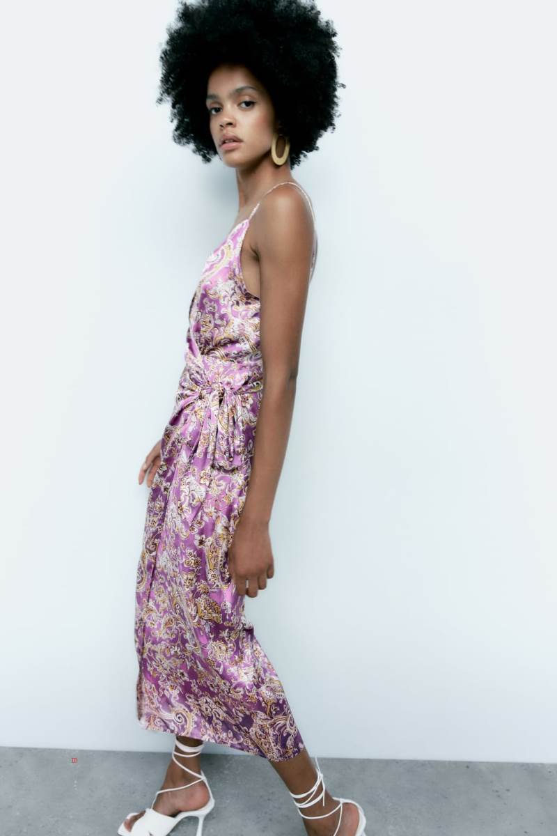 ZARA PRINTED SATIN Klänning Dam Olika Färger Röda | ICXPZ-5028