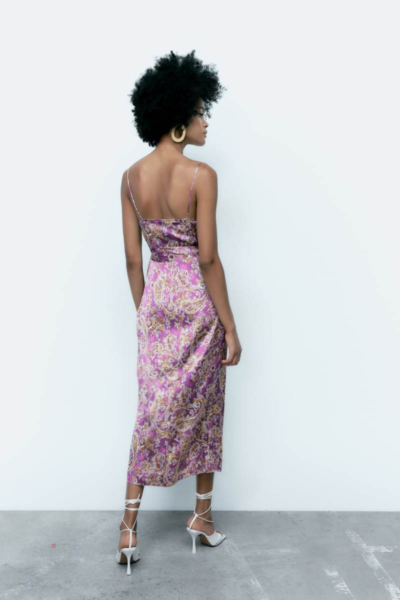 ZARA PRINTED SATIN Klänning Dam Olika Färger Röda | ICXPZ-5028