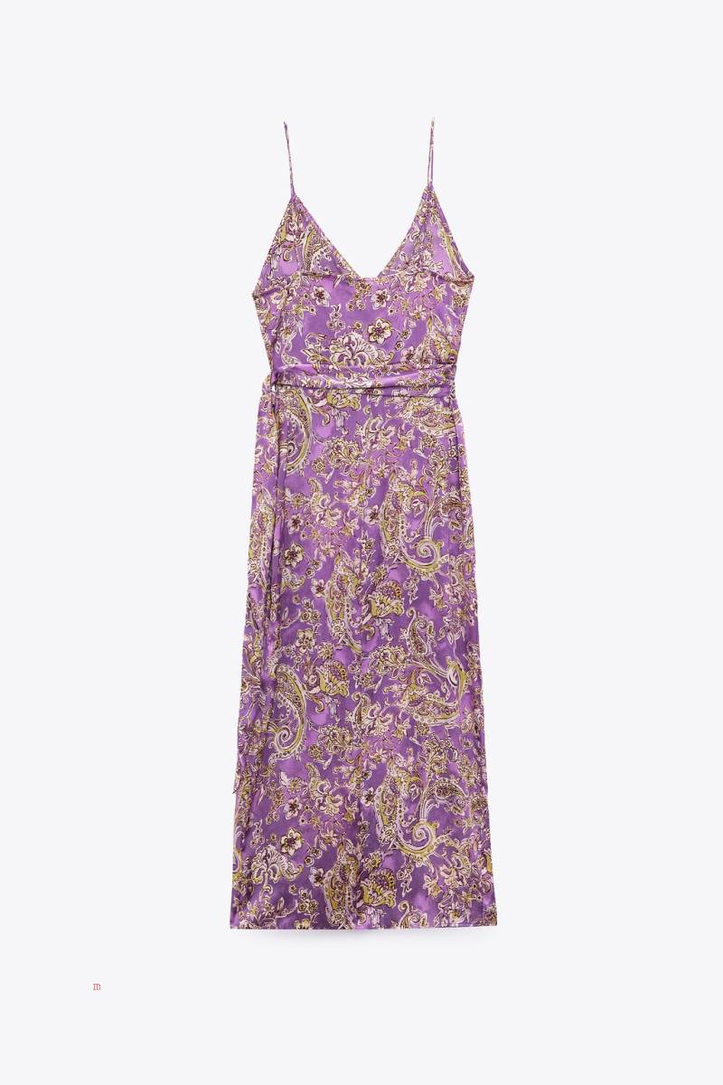 ZARA PRINTED SATIN Klänning Dam Olika Färger Röda | ICXPZ-5028