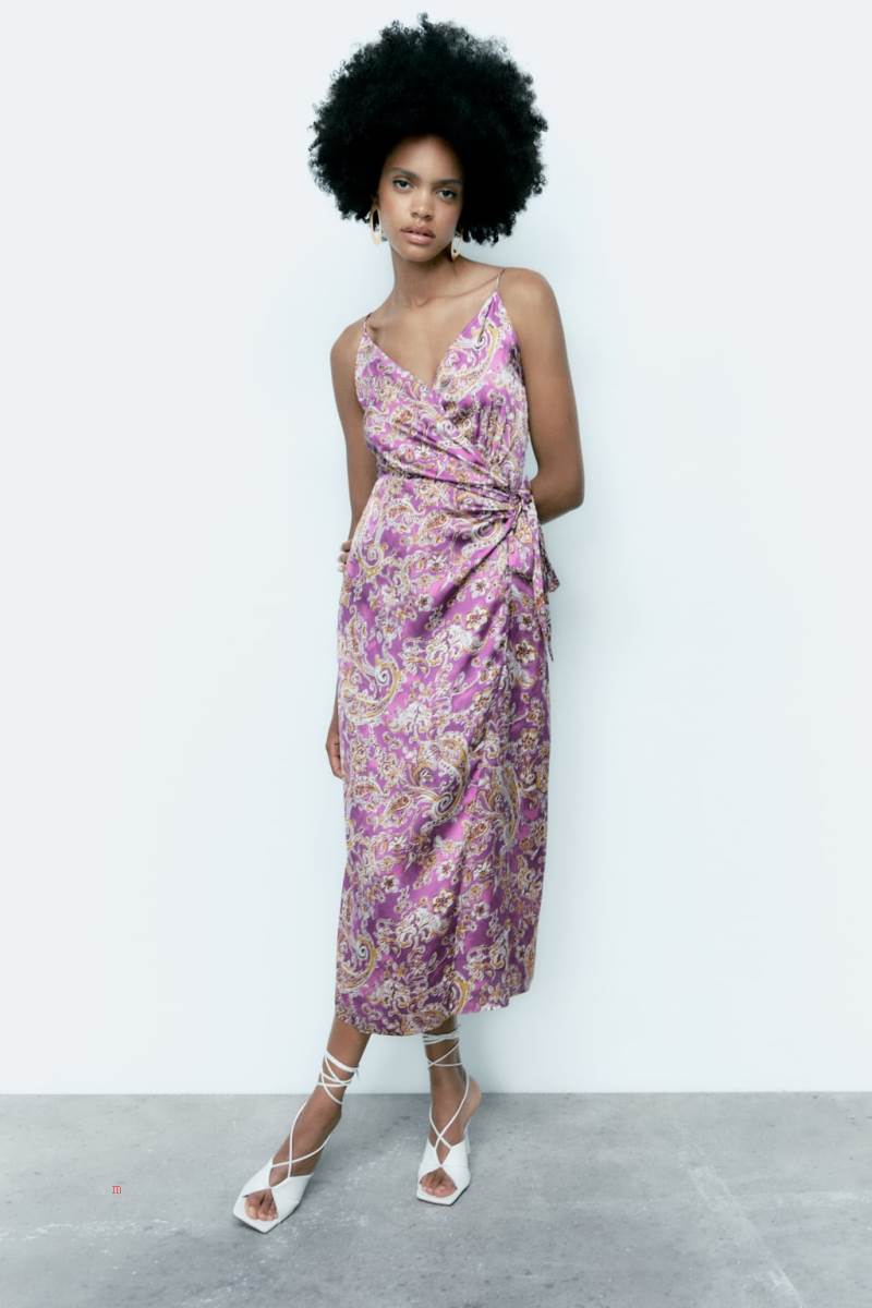 ZARA PRINTED SATIN Klänning Dam Olika Färger Röda | ICXPZ-5028