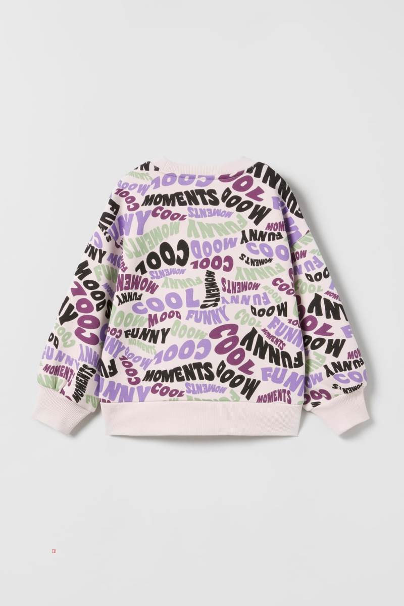 ZARA PRINTED Sweatshirt Tjej Mörkljusblå | EQVPA-0826