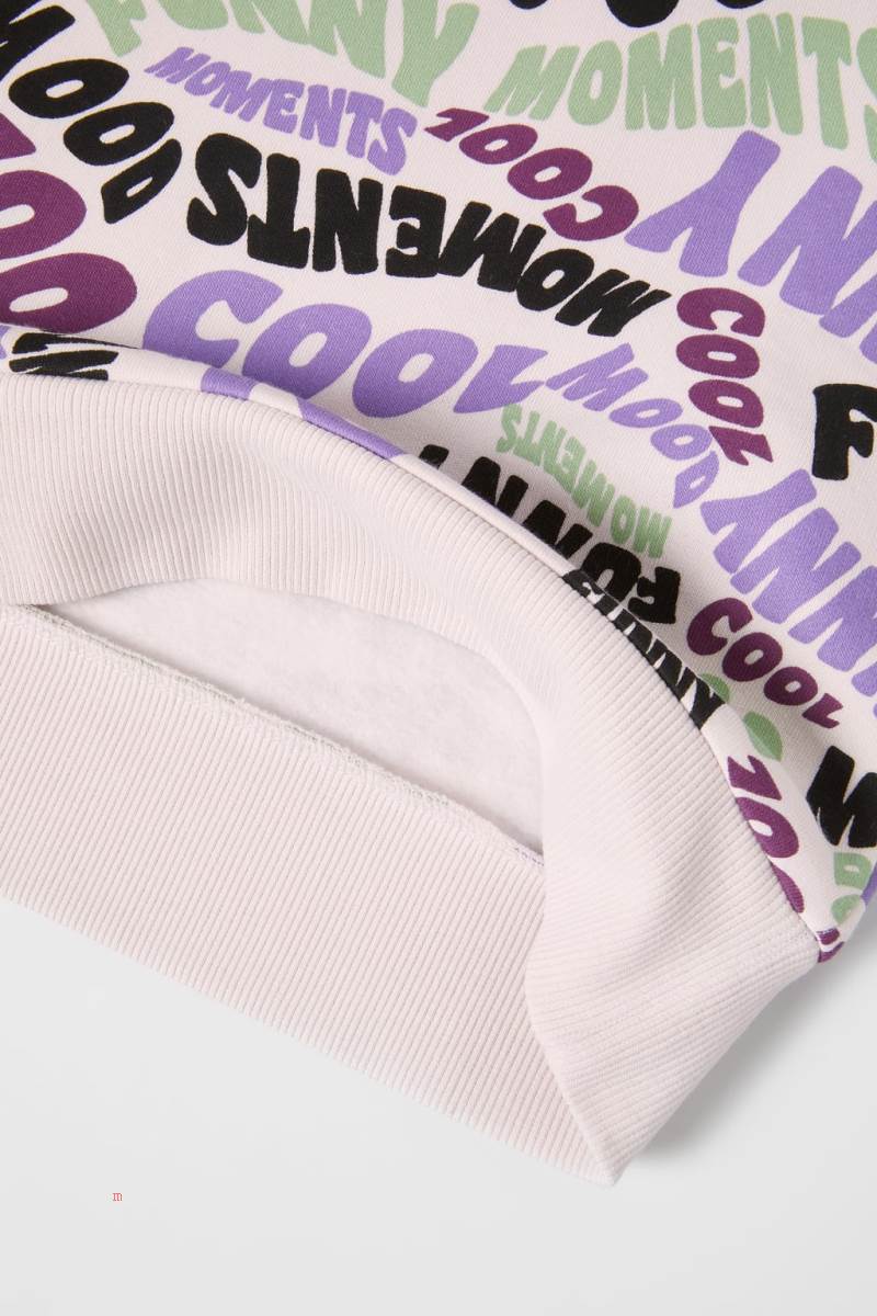 ZARA PRINTED Sweatshirt Tjej Mörkljusblå | EQVPA-0826