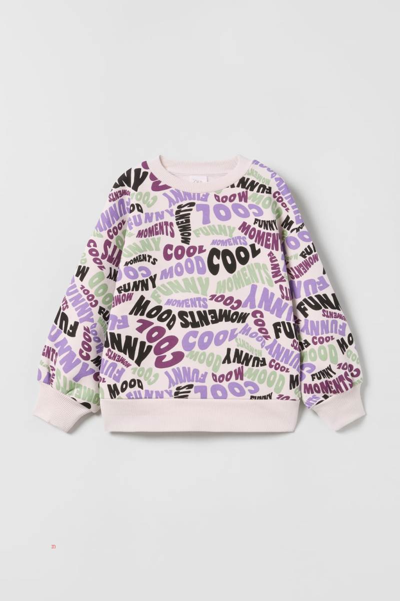 ZARA PRINTED Sweatshirt Tjej Mörkljusblå | EQVPA-0826