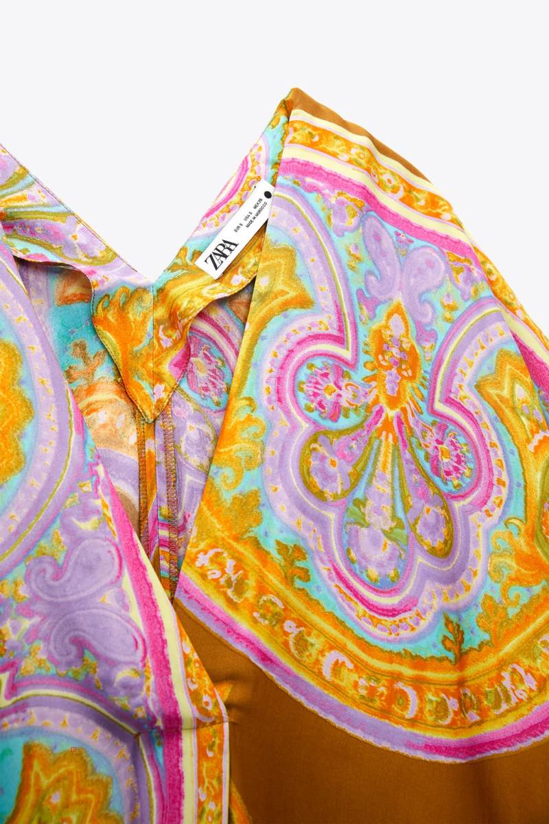 ZARA PRINTED TUNIC Klänning Dam Guld | MBHIF-5970