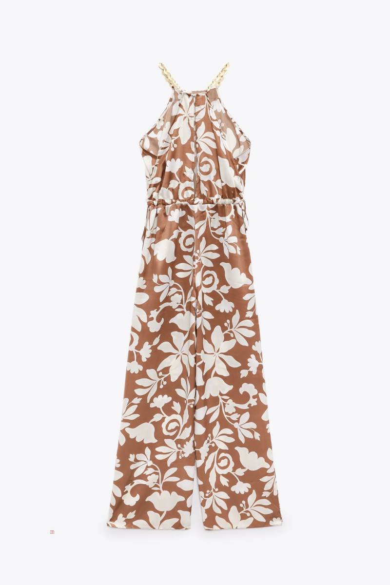 ZARA PRINTED WITH CHAIN Jumpsuit Dam Vita Bruna | JQXTG-2753