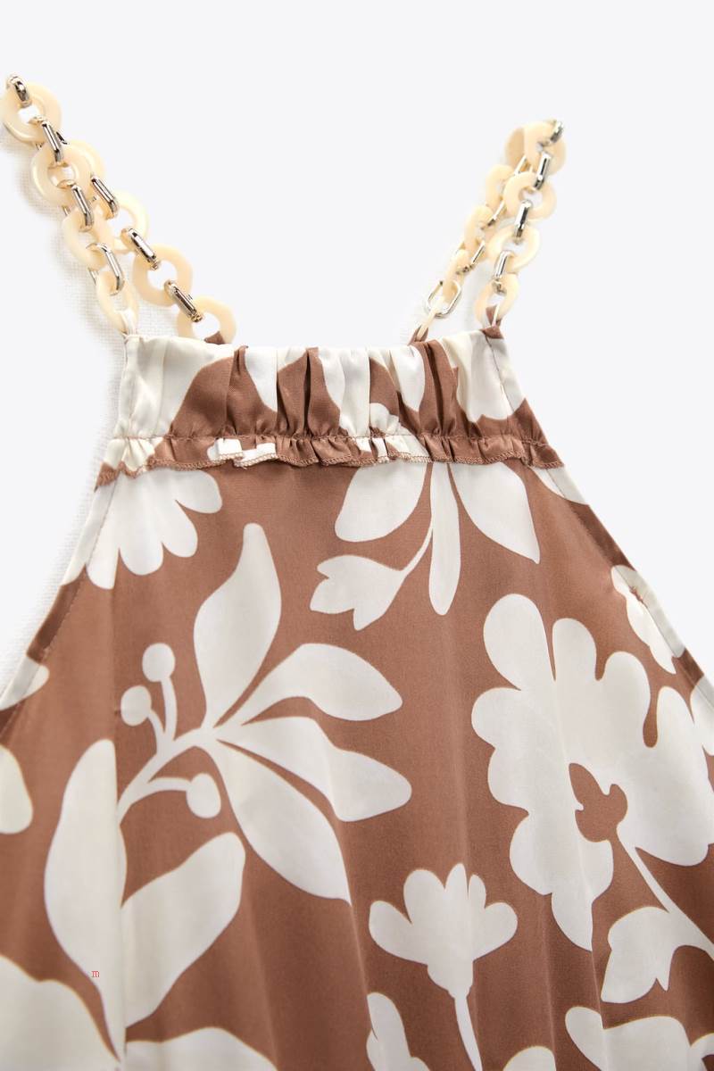 ZARA PRINTED WITH CHAIN Jumpsuit Dam Vita Bruna | JQXTG-2753