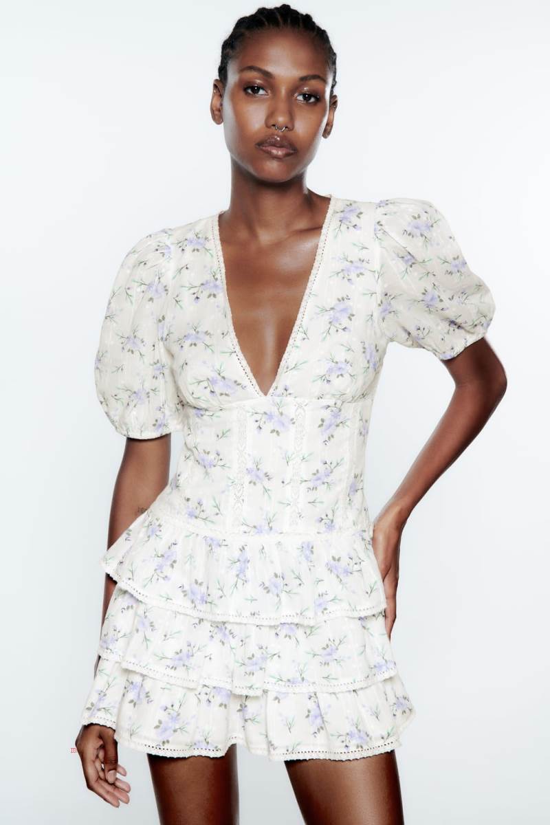 ZARA PRINTED WITH EMBROIDERY SHORT Klänning Dam Colorful | DFAMI-0542