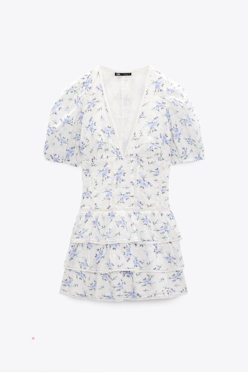 ZARA PRINTED WITH EMBROIDERY SHORT Klänning Dam Colorful | DFAMI-0542