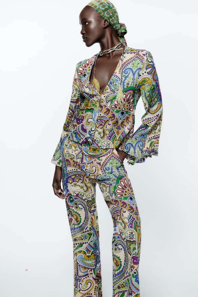 ZARA PRINTED WITH FEATHERS Blusar Dam Olika Färger Röda | WIEPU-3972