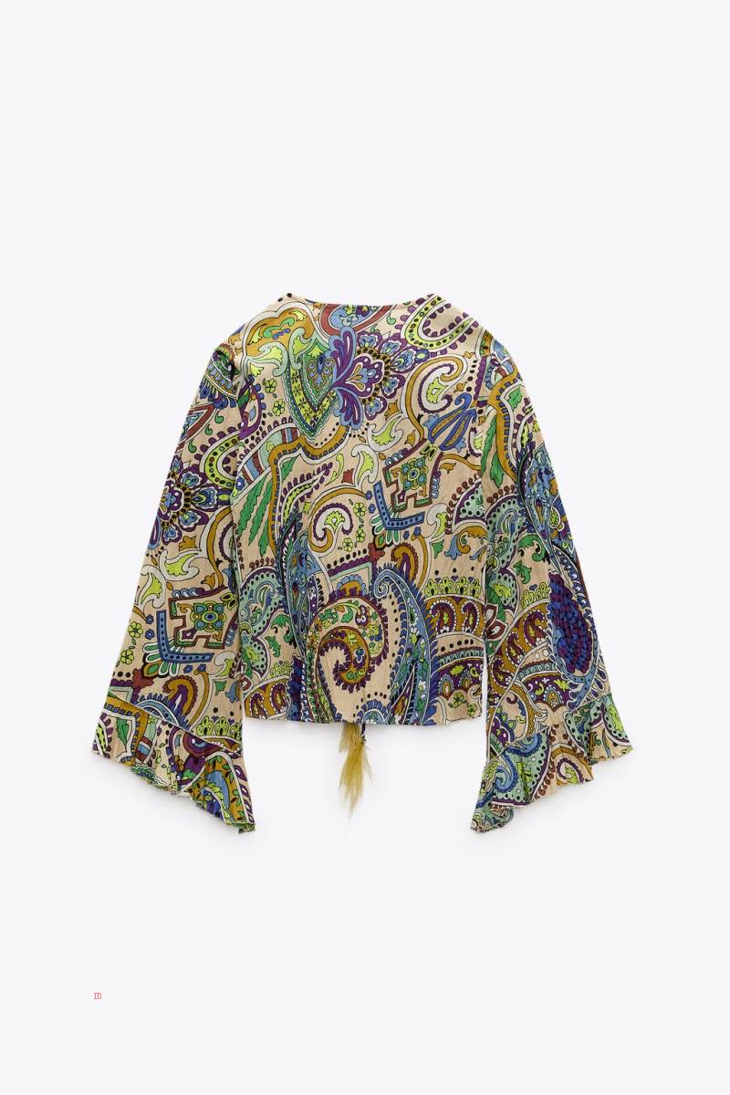ZARA PRINTED WITH FEATHERS Blusar Dam Olika Färger Röda | WIEPU-3972